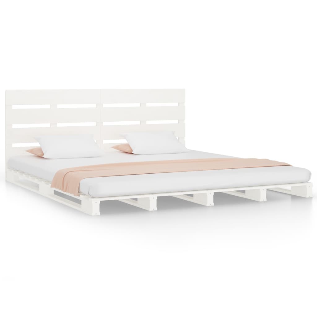 Bedframe Massief Grenenhout 140 x 190 cm Wit