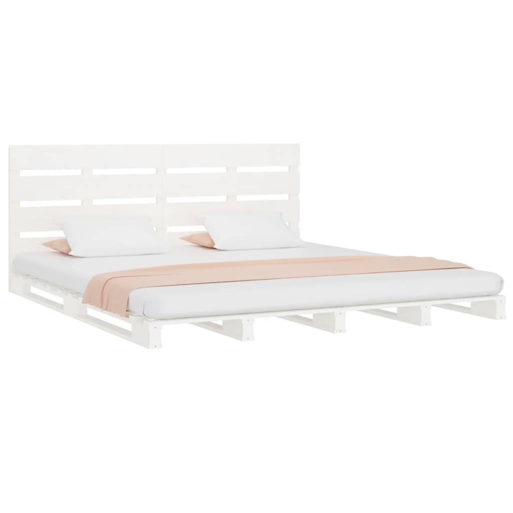 Bedframe Massief Grenenhout 140 x 190 cm Wit