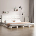 Bedframe massief grenenhout wit 140x190 cm