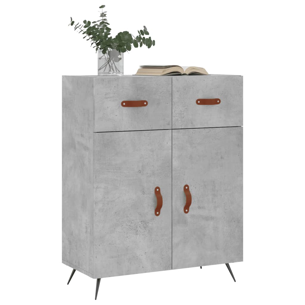 Dressoir 69,5X34X90 Cm Bewerkt Hout Betongrijs