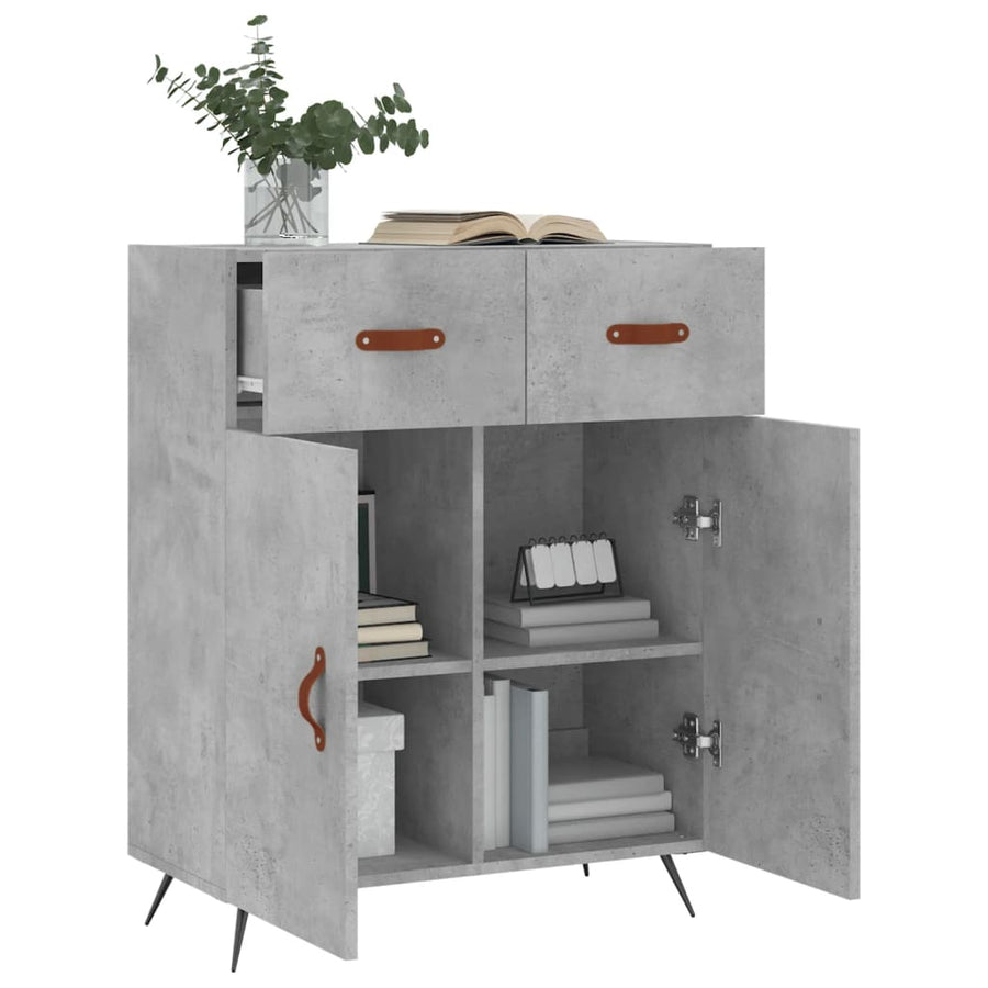 Dressoir 69,5X34X90 Cm Bewerkt Hout Betongrijs