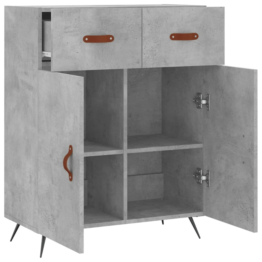 Dressoir 69,5X34X90 Cm Bewerkt Hout Betongrijs