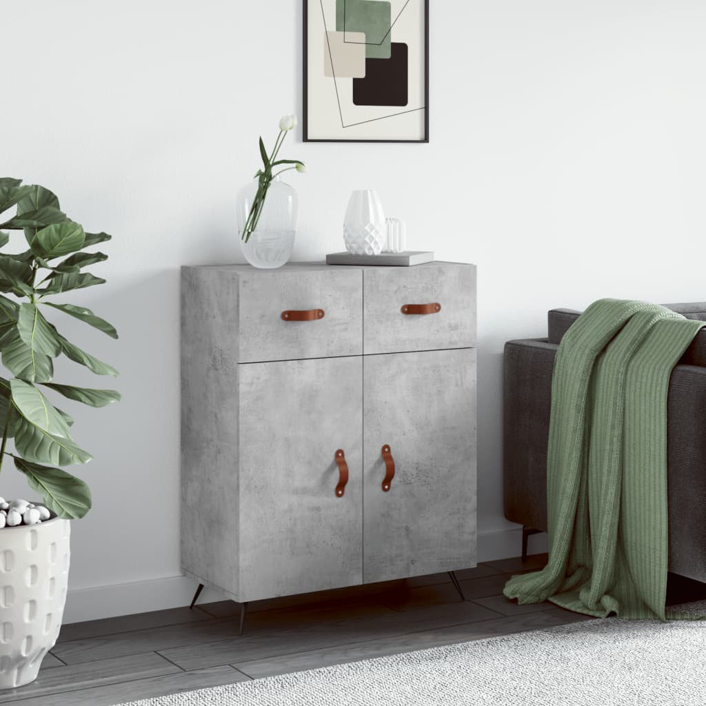 Dressoir 69,5X34X90 Cm Bewerkt Hout Betongrijs