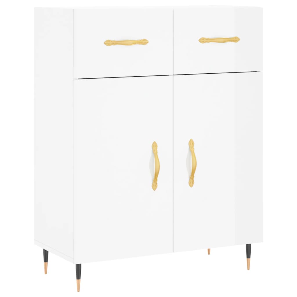 Dressoir 69,5X34X90 Cm Bewerkt Hout Hoogglans Wit