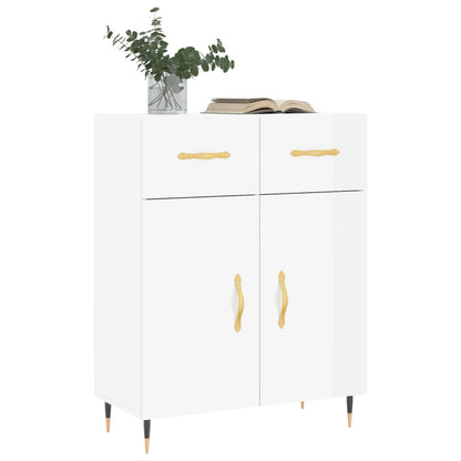 Dressoir 69,5X34X90 Cm Bewerkt Hout Hoogglans Wit