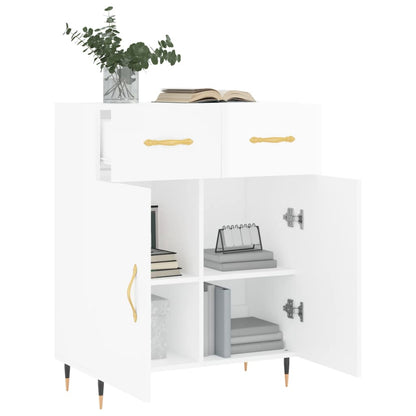 Dressoir 69,5X34X90 Cm Bewerkt Hout Hoogglans Wit