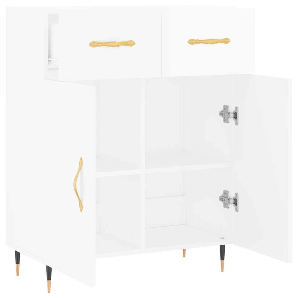 Dressoir 69,5X34X90 Cm Bewerkt Hout Hoogglans Wit