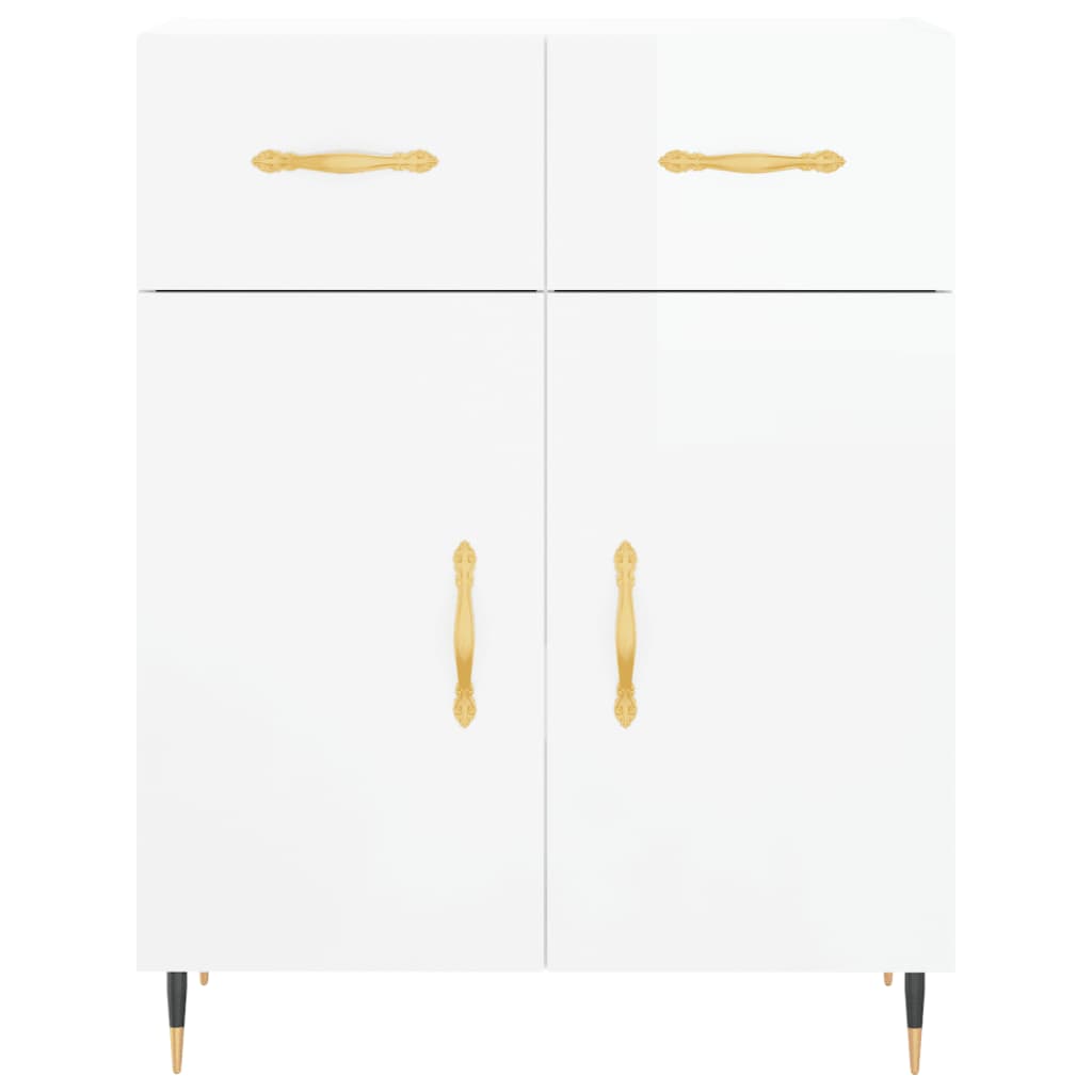 Dressoir 69,5X34X90 Cm Bewerkt Hout Hoogglans Wit
