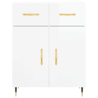 Dressoir 69,5X34X90 Cm Bewerkt Hout Hoogglans Wit