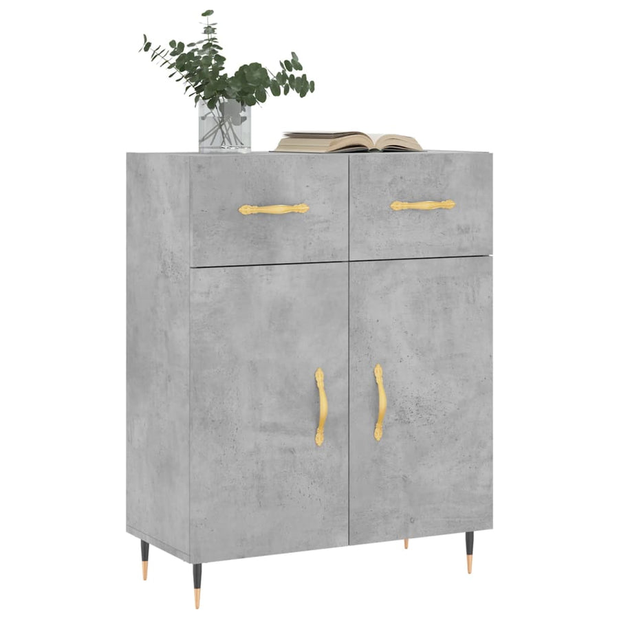 Dressoir 69,5X34X90 Cm Bewerkt Hout Betongrijs