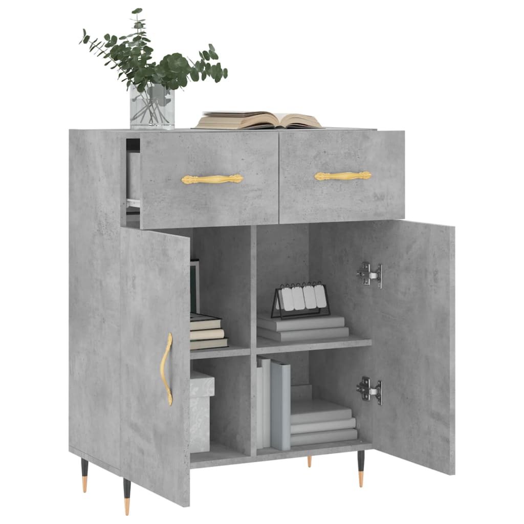 Dressoir 69,5X34X90 Cm Bewerkt Hout Betongrijs