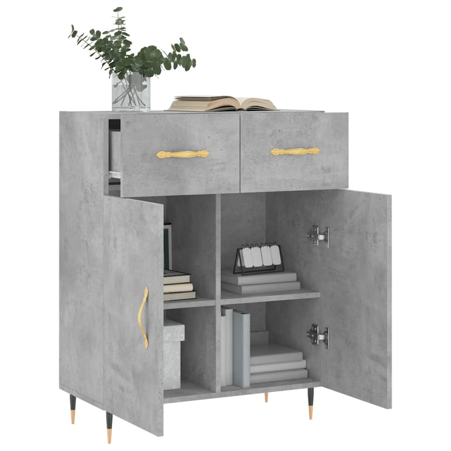 Dressoir 69,5X34X90 Cm Bewerkt Hout Betongrijs