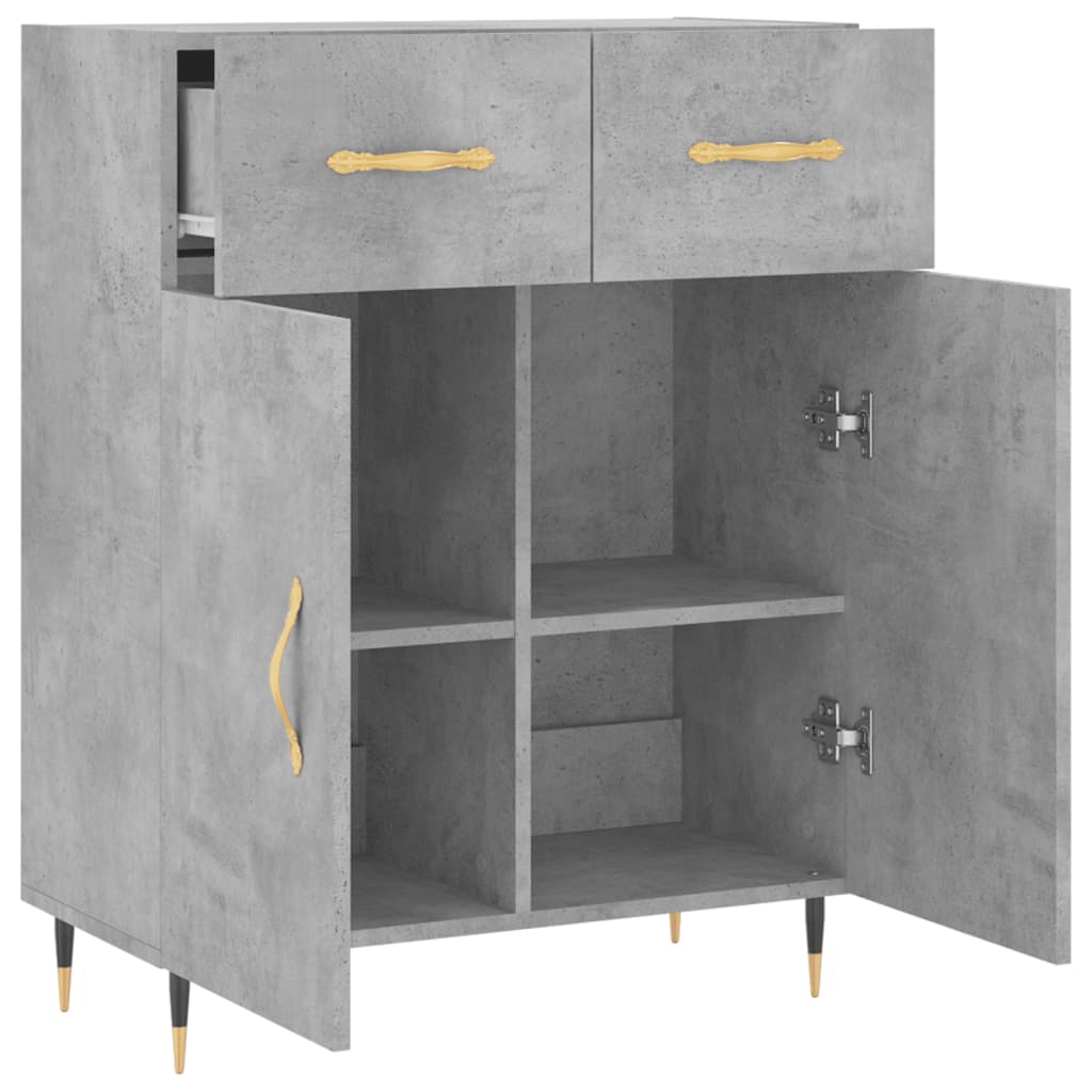 Dressoir 69,5X34X90 Cm Bewerkt Hout Betongrijs