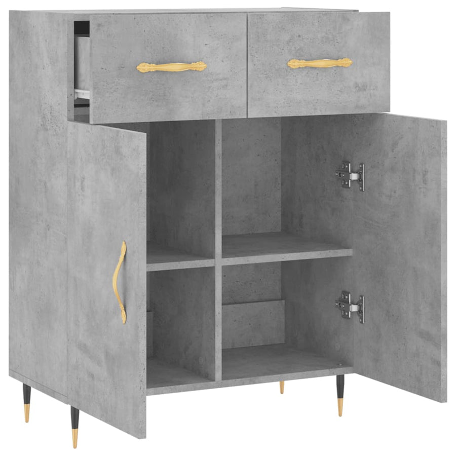 Dressoir 69,5X34X90 Cm Bewerkt Hout Betongrijs