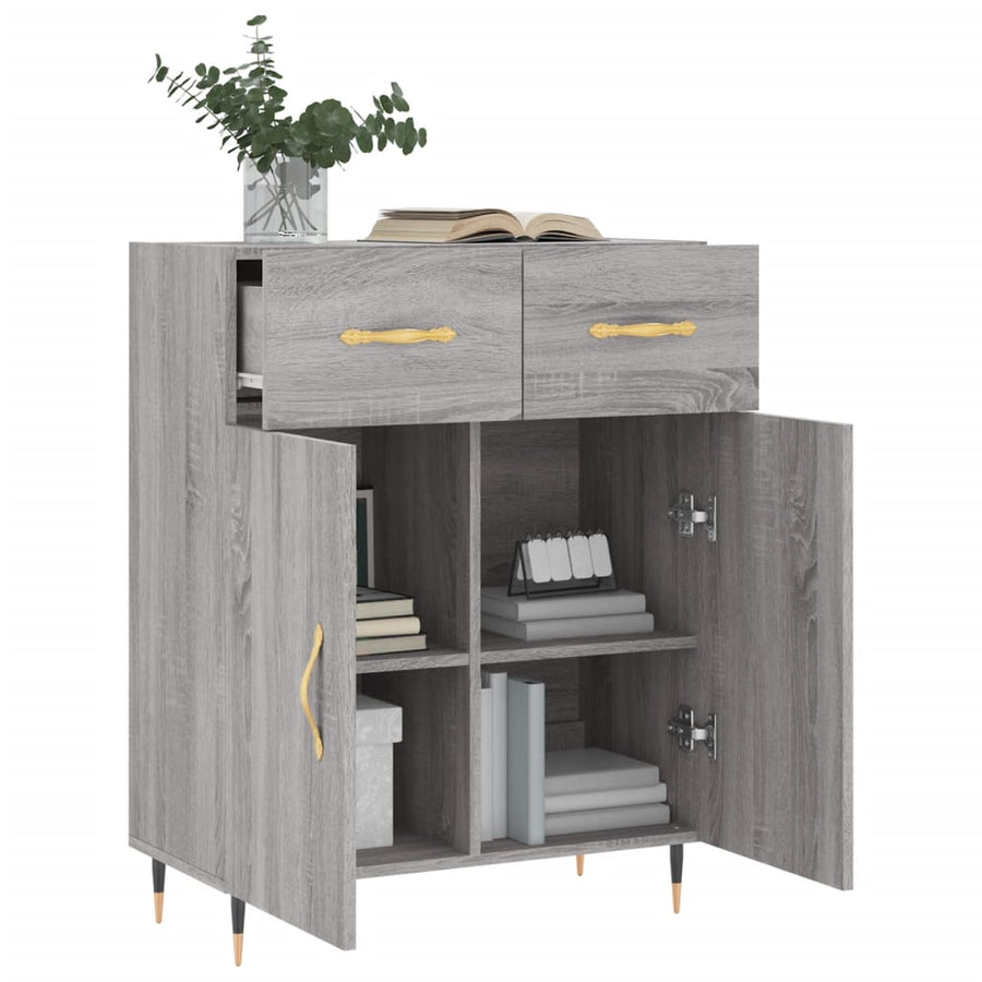 Dressoir 69,5X34X90 Cm Bewerkt Hout Grijs Sonoma Eikenkleurig