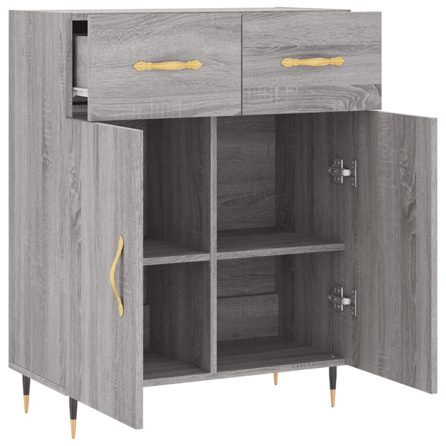 Dressoir 69,5X34X90 Cm Bewerkt Hout Grijs Sonoma Eikenkleurig