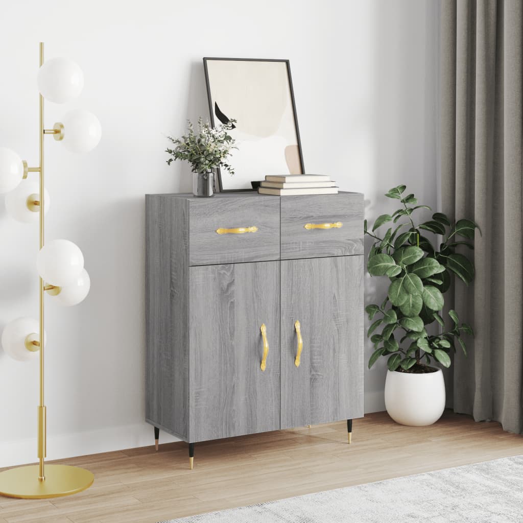 Dressoir 69,5X34X90 Cm Bewerkt Hout Grijs Sonoma Eikenkleurig