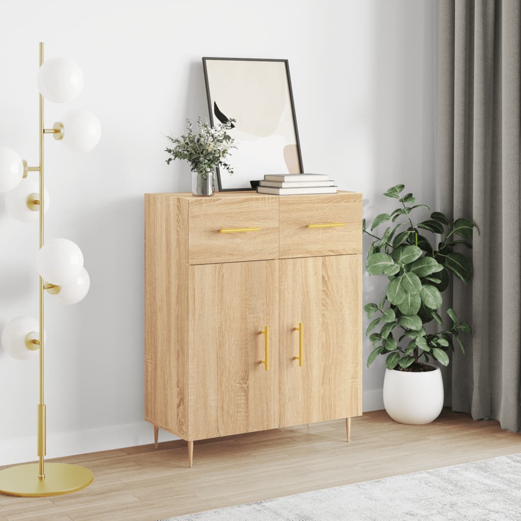 Dressoir 69,5X34X90 Cm Bewerkt Hout Sonoma Eikenkleurig