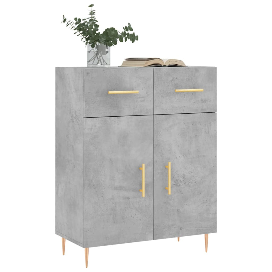Dressoir 69,5X34X90 Cm Bewerkt Hout Betongrijs