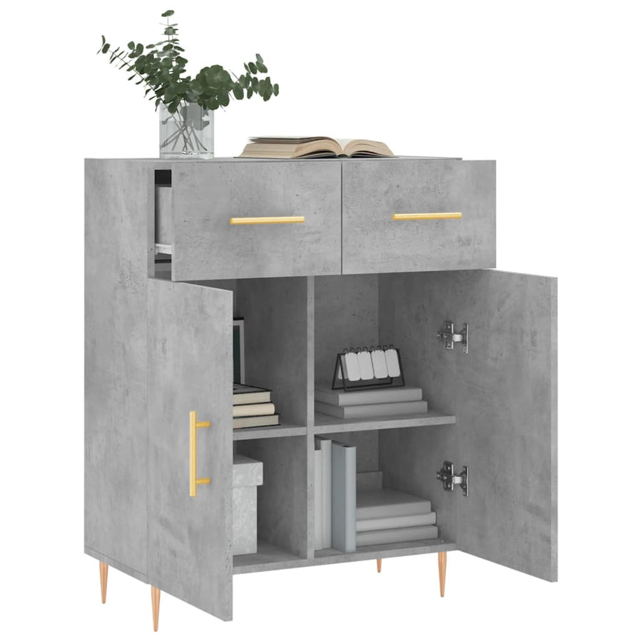 Dressoir 69,5X34X90 Cm Bewerkt Hout Betongrijs