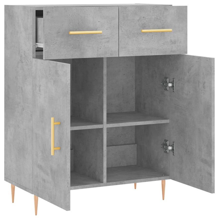 Dressoir 69,5X34X90 Cm Bewerkt Hout Betongrijs