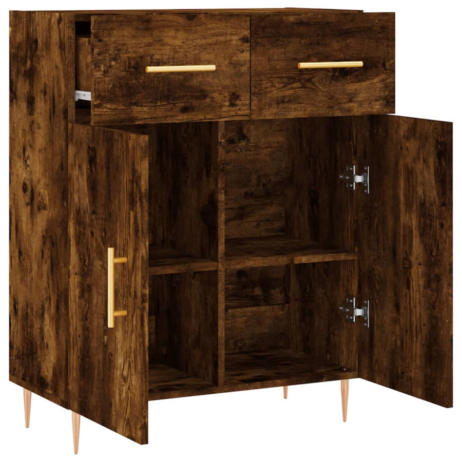 Dressoir 69,5x34x90 cm bewerkt hout gerookt eikenkleurig