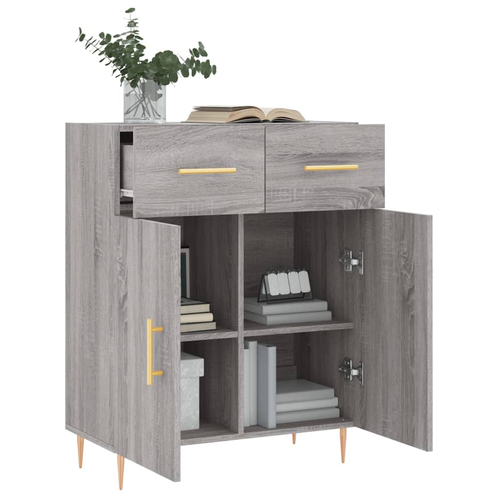 Dressoir 69,5X34X90 Cm Bewerkt Hout Grijs Sonoma Eikenkleurig