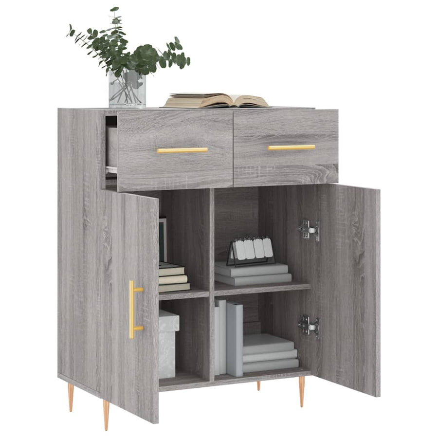 Dressoir 69,5X34X90 Cm Bewerkt Hout Grijs Sonoma Eikenkleurig