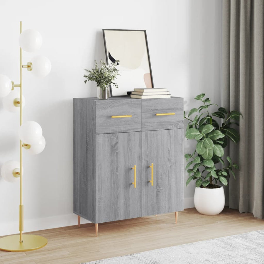 Dressoir 69,5X34X90 Cm Bewerkt Hout Grijs Sonoma Eikenkleurig