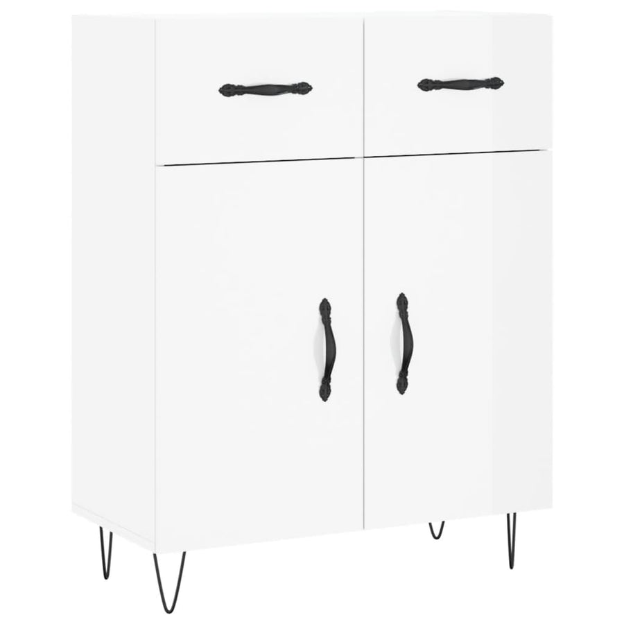 Dressoir 69,5X34X90 Cm Bewerkt Hout Hoogglans Wit