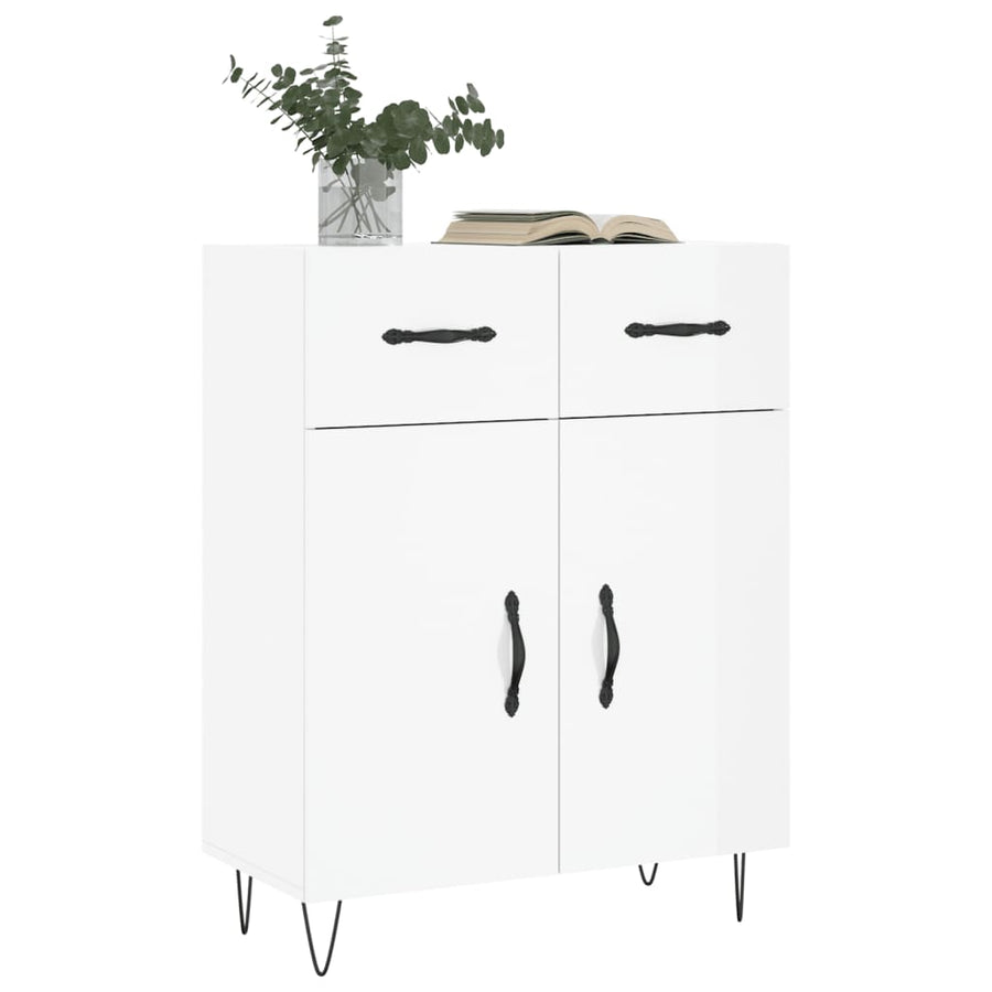 Dressoir 69,5X34X90 Cm Bewerkt Hout Hoogglans Wit