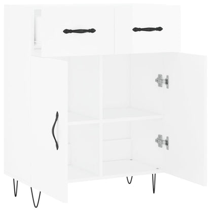 Dressoir 69,5X34X90 Cm Bewerkt Hout Hoogglans Wit
