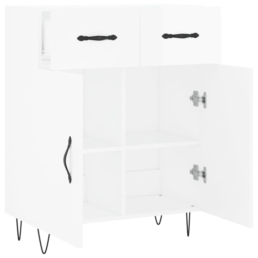 Dressoir 69,5X34X90 Cm Bewerkt Hout Hoogglans Wit