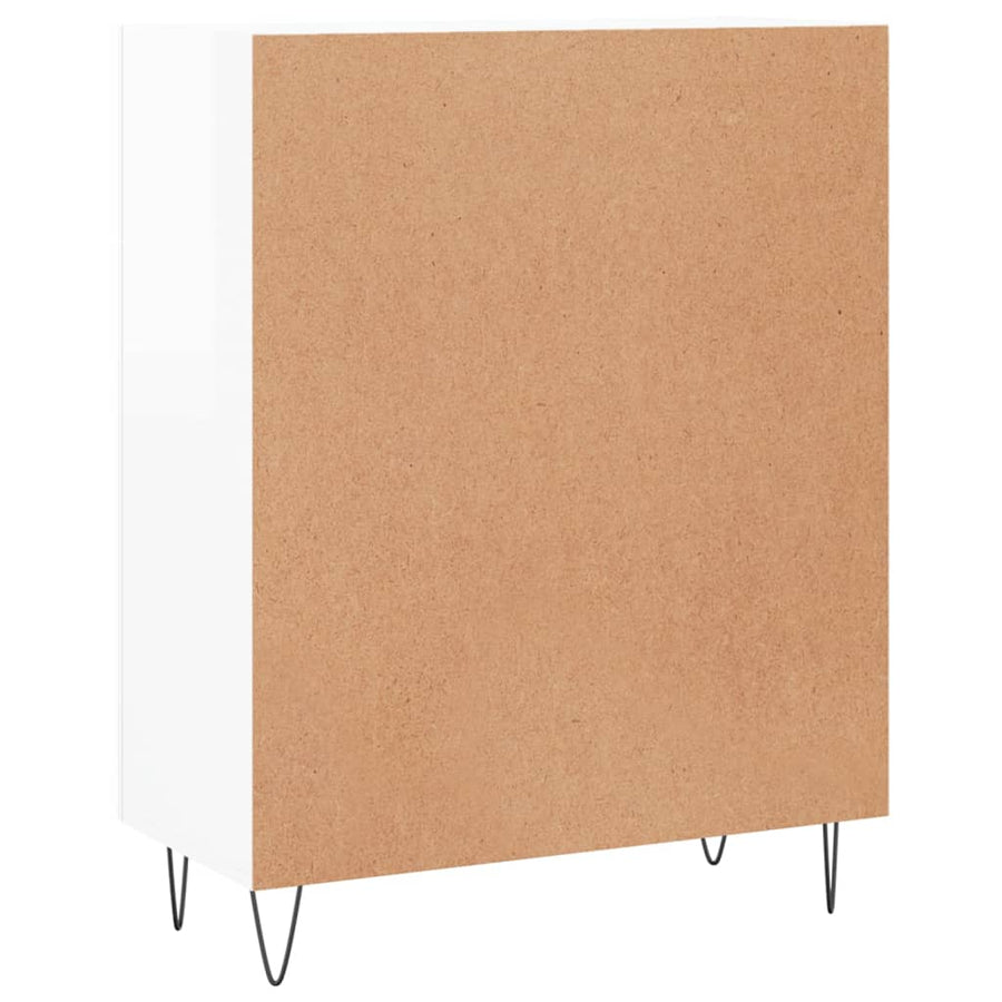 Dressoir 69,5X34X90 Cm Bewerkt Hout Hoogglans Wit