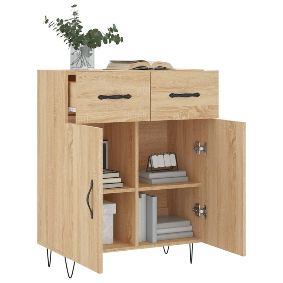 Dressoir 69,5X34X90 Cm Bewerkt Hout Kleurig Sonoma eiken