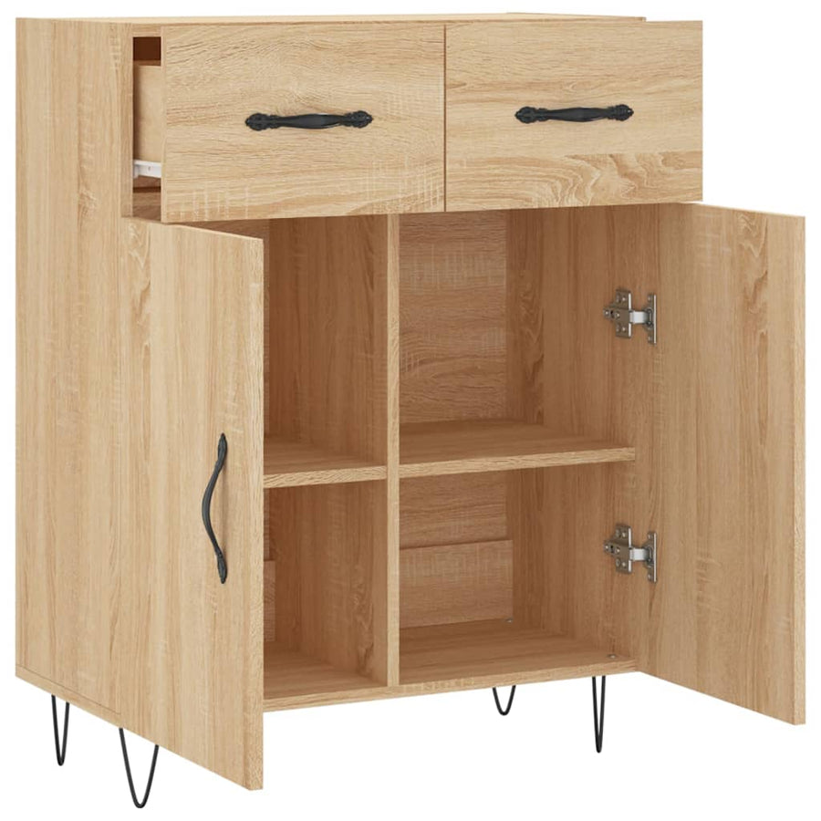 Dressoir 69,5X34X90 Cm Bewerkt Hout Kleurig Sonoma eiken