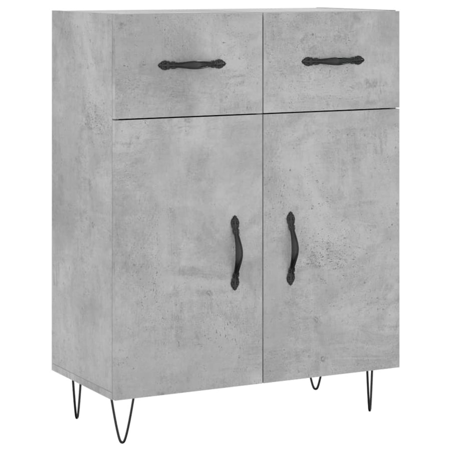 Dressoir 69,5X34X90 Cm Bewerkt Hout Betongrijs