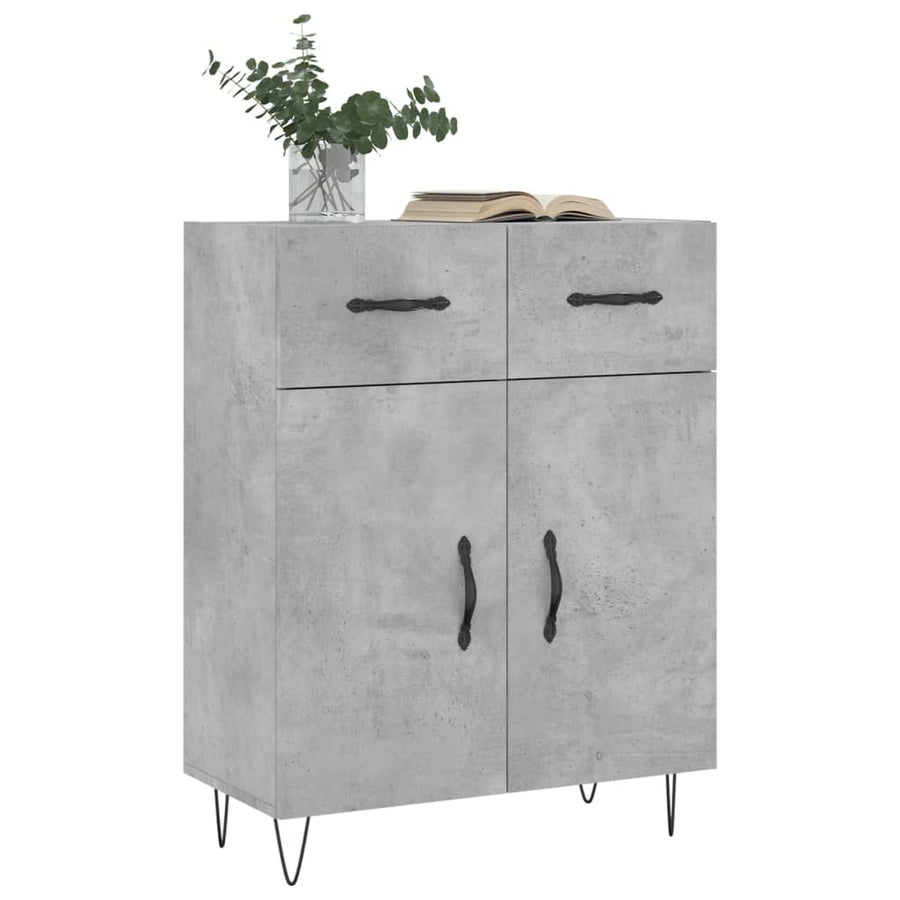 Dressoir 69,5X34X90 Cm Bewerkt Hout Betongrijs