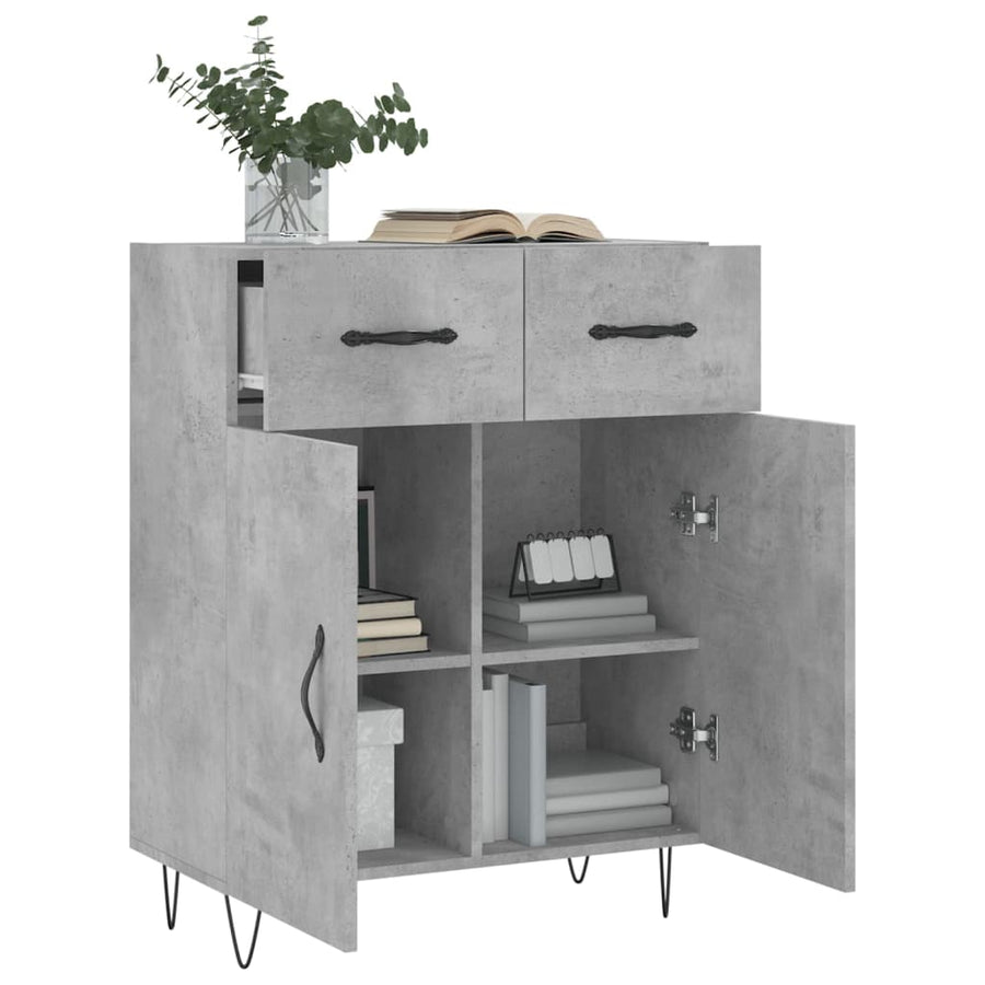 Dressoir 69,5X34X90 Cm Bewerkt Hout Betongrijs