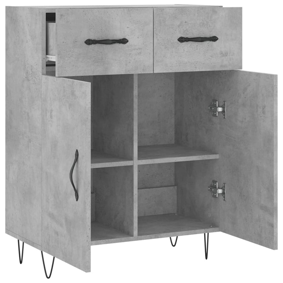 Dressoir 69,5X34X90 Cm Bewerkt Hout Betongrijs