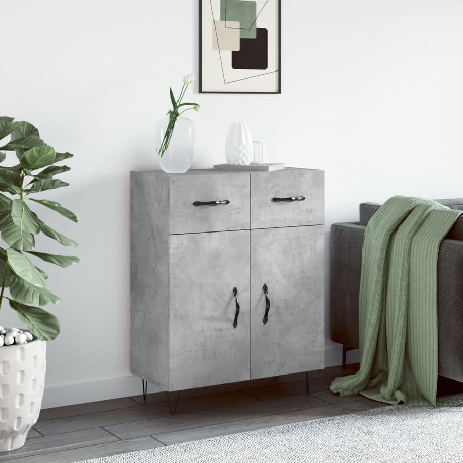 Dressoir 69,5X34X90 Cm Bewerkt Hout Betongrijs