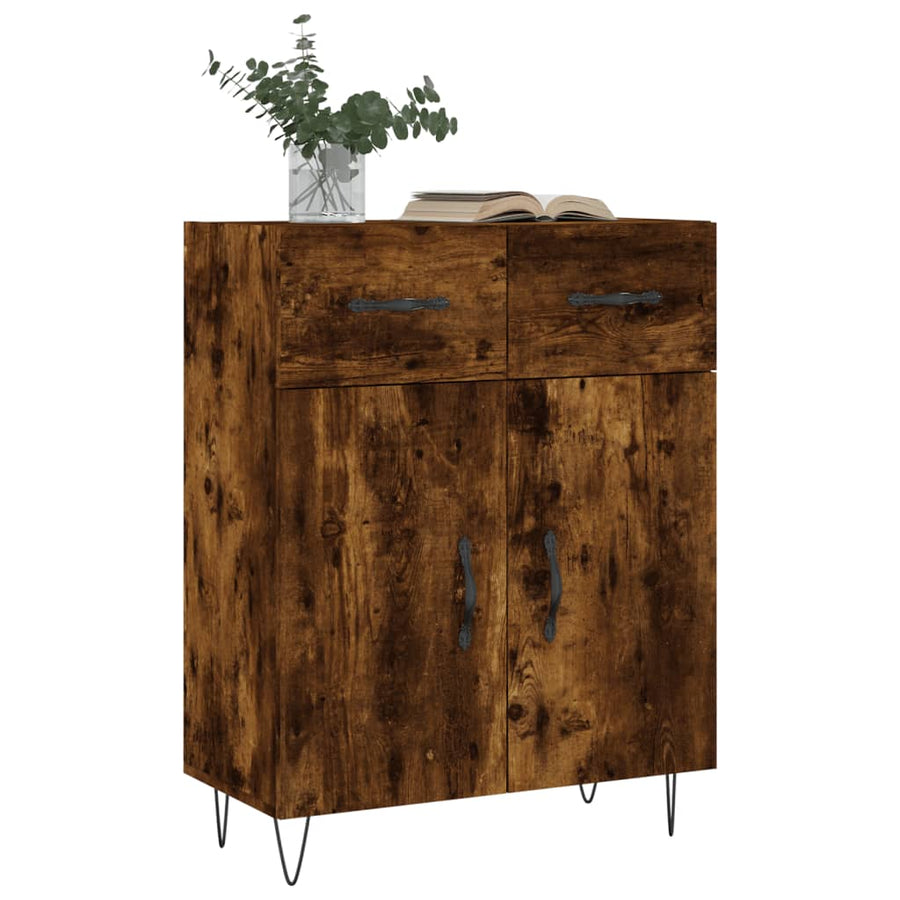 Dressoir 69,5X34X90 Cm Bewerkt Hout Gerookt Eikenkleurig