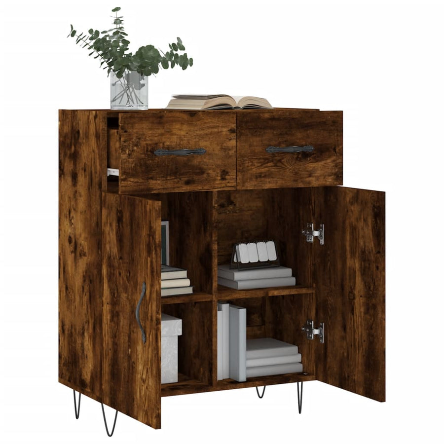 Dressoir 69,5X34X90 Cm Bewerkt Hout Gerookt Eikenkleurig