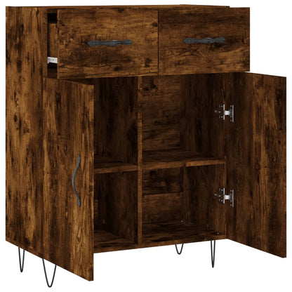 Dressoir 69,5X34X90 Cm Bewerkt Hout Gerookt Eikenkleurig