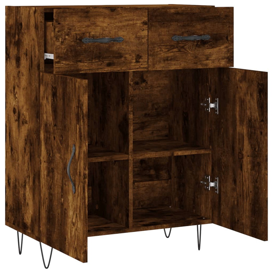 Dressoir 69,5X34X90 Cm Bewerkt Hout Gerookt Eikenkleurig