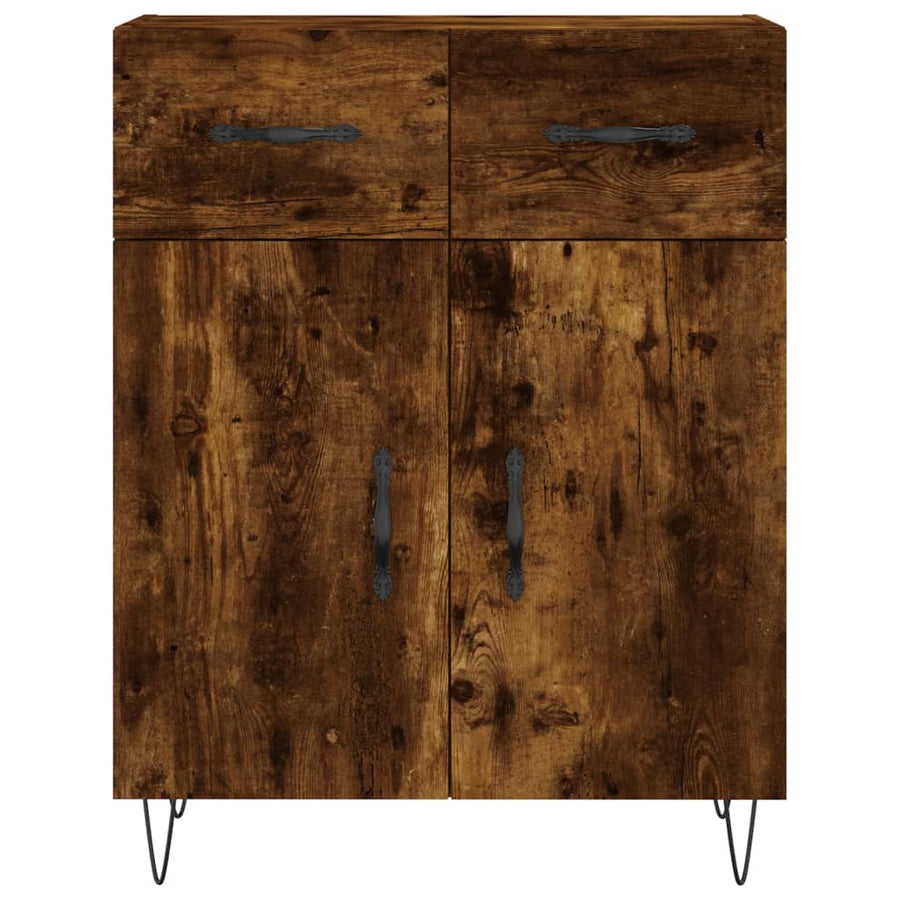 Dressoir 69,5X34X90 Cm Bewerkt Hout Gerookt Eikenkleurig