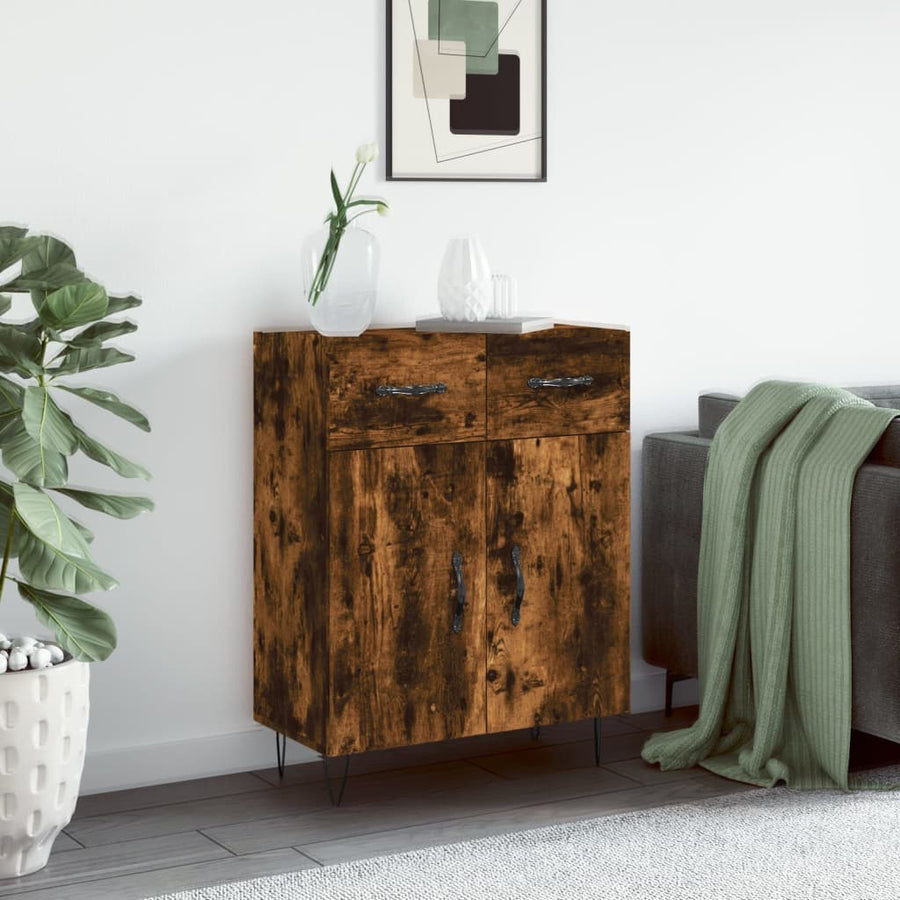 Dressoir 69,5X34X90 Cm Bewerkt Hout Gerookt Eikenkleurig