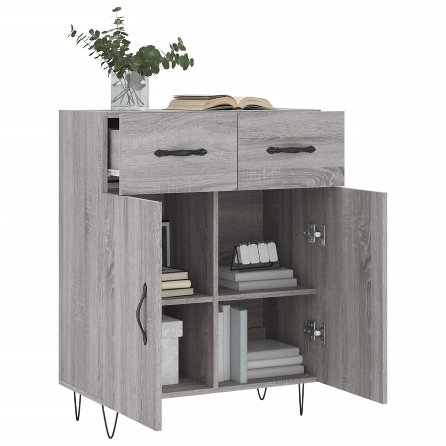 Dressoir 69,5X34X90 Cm Bewerkt Hout Grijs Sonoma Eikenkleurig