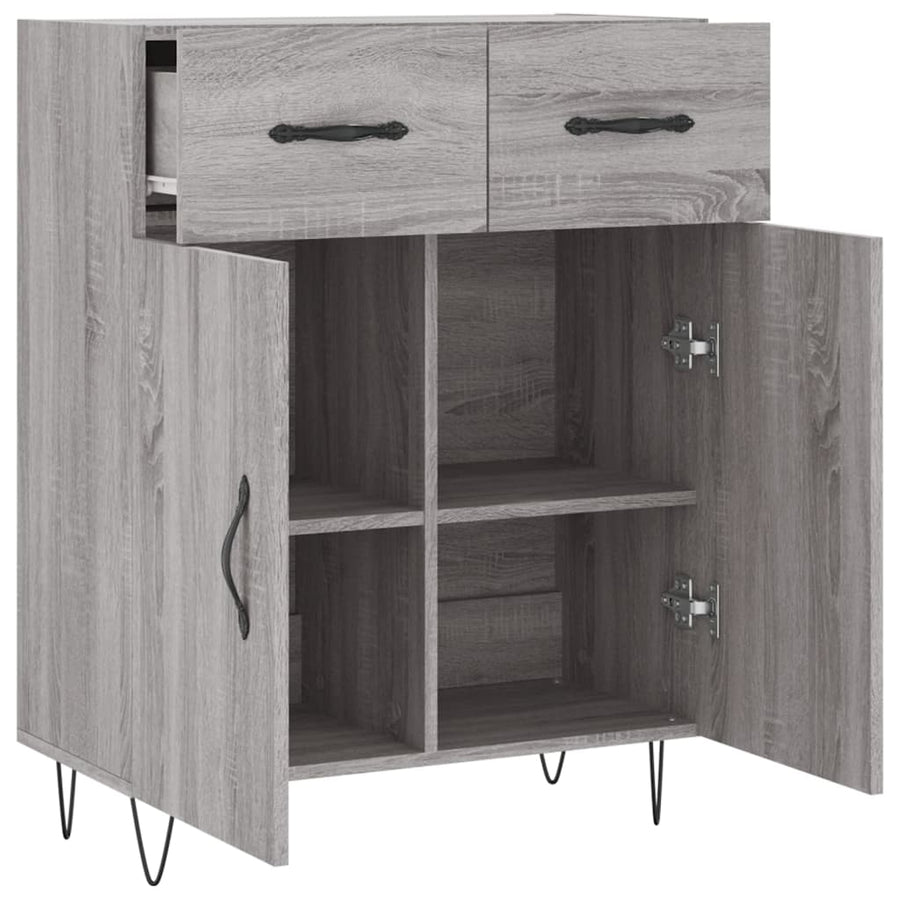 Dressoir 69,5X34X90 Cm Bewerkt Hout Grijs Sonoma Eikenkleurig