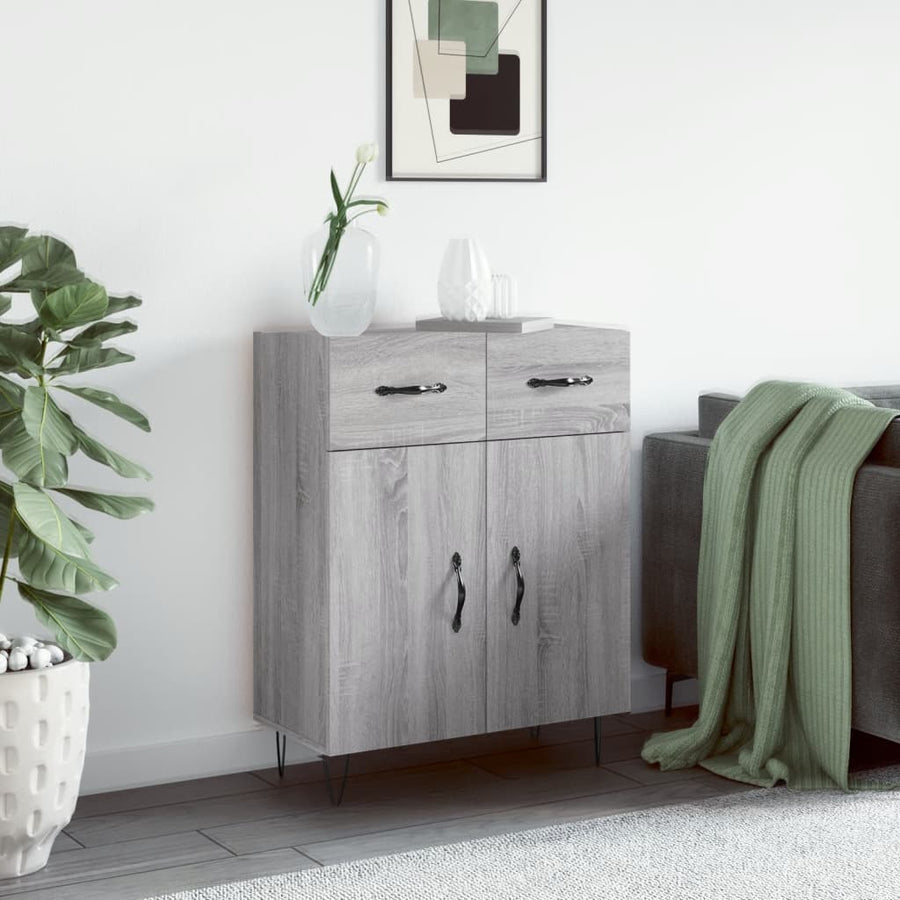 Dressoir 69,5X34X90 Cm Bewerkt Hout Grijs Sonoma Eikenkleurig